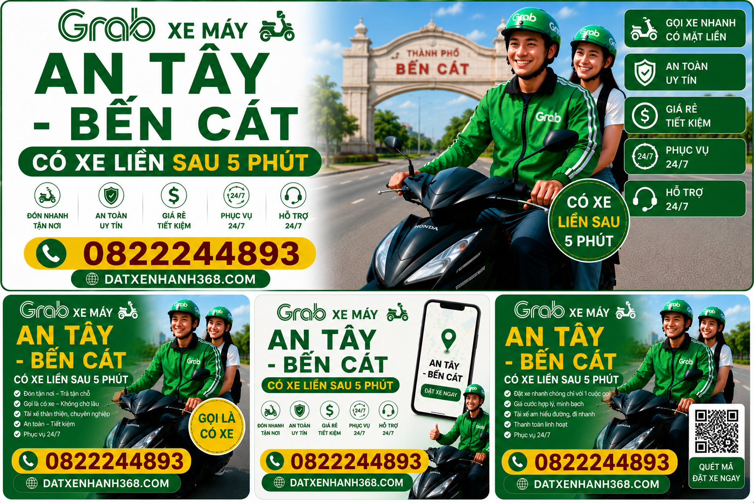 GRAB XE MÁY AN TÂY - BẾN CÁT ☎️ CÓ XE LIỀN SAU 5 PHÚT 
