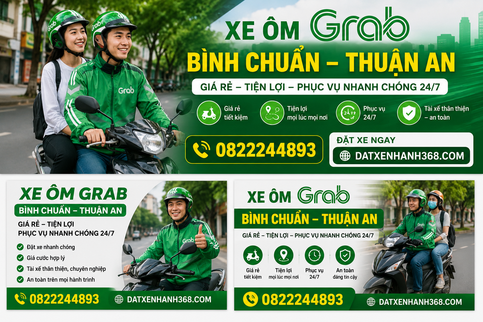 XE ÔM GRAB BÌNH CHUẨN THUẬN AN–ĐÓN KHÁCH TẬN NƠI