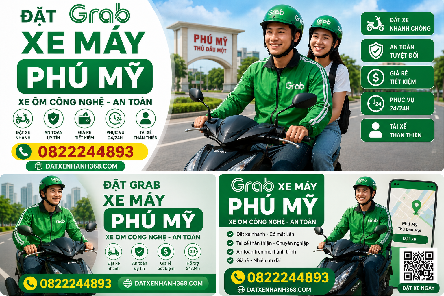 ĐẶT GRAB XE MÁY PHÚ MỸ☎️XE ÔM CÔNG NGHỆ - AN TOÀN