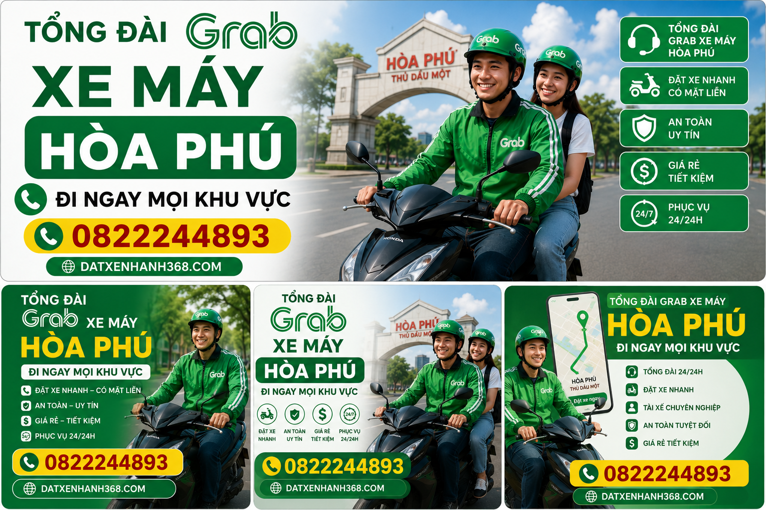 TỔNG ĐÀI GRAB XE MÁY HÒA PHÚ☎️ĐI NGAY MỌI KHU VỰC