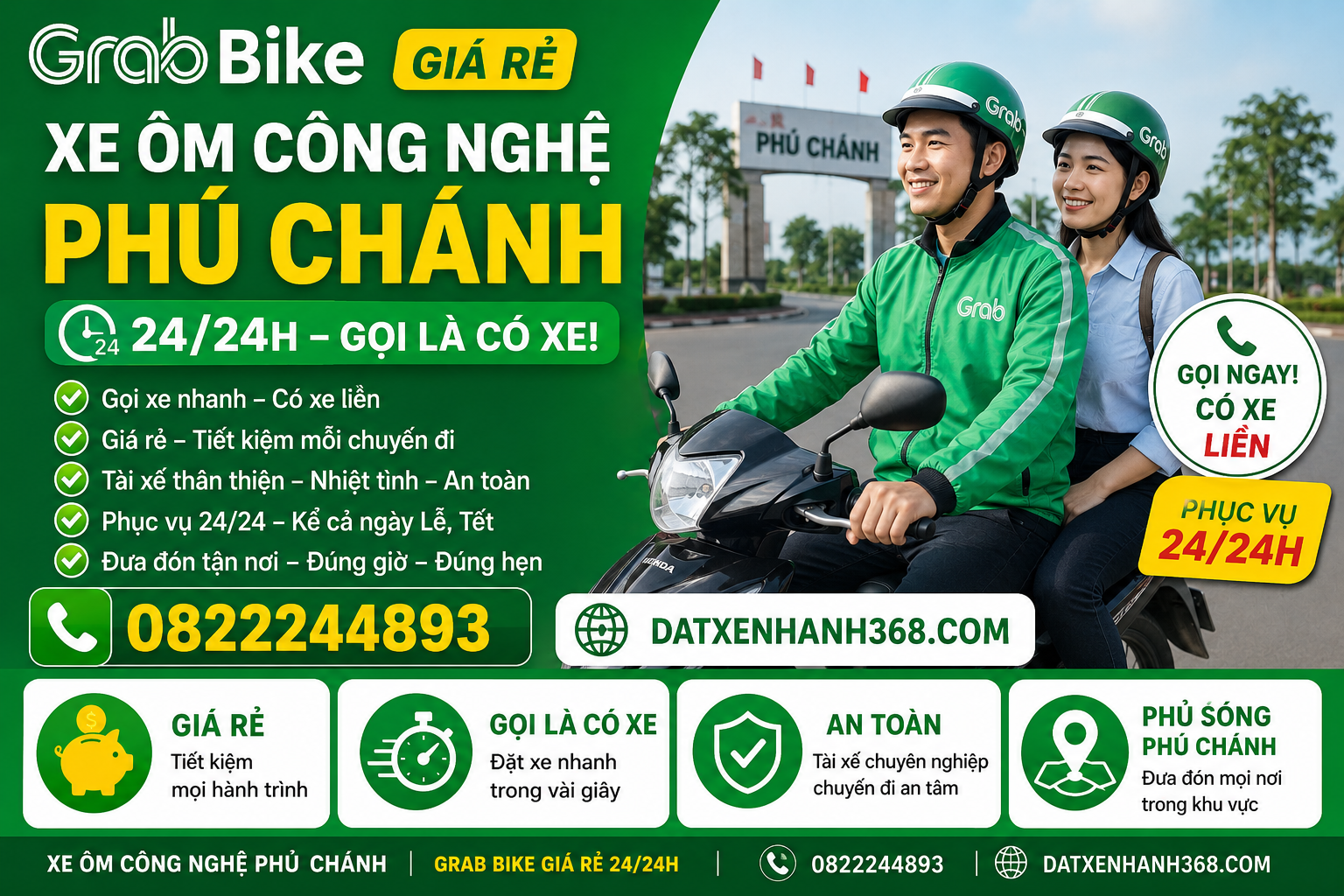 XE ÔM CÔNG NGHỆ PHÚ CHÁNH☎️GRAB BIKE GIÁ RẺ 24/24H