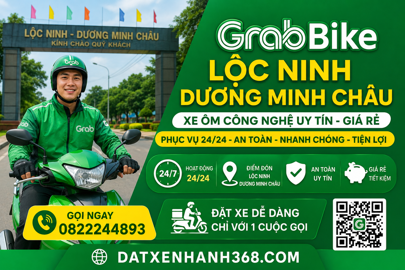 GRAB LỘC NINH DƯƠNG MINH CHÂU GIÁ RẺ 24/24 -XE ÔM CÔNG NGHỆ UY TÍN