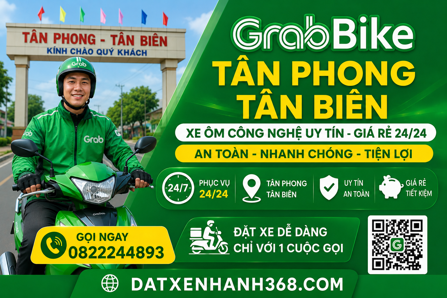 GRAB TÂN PHONG TÂN BIÊN GIÁ RẺ 24/24 -XE ÔM CÔNG NGHỆ UY TÍN