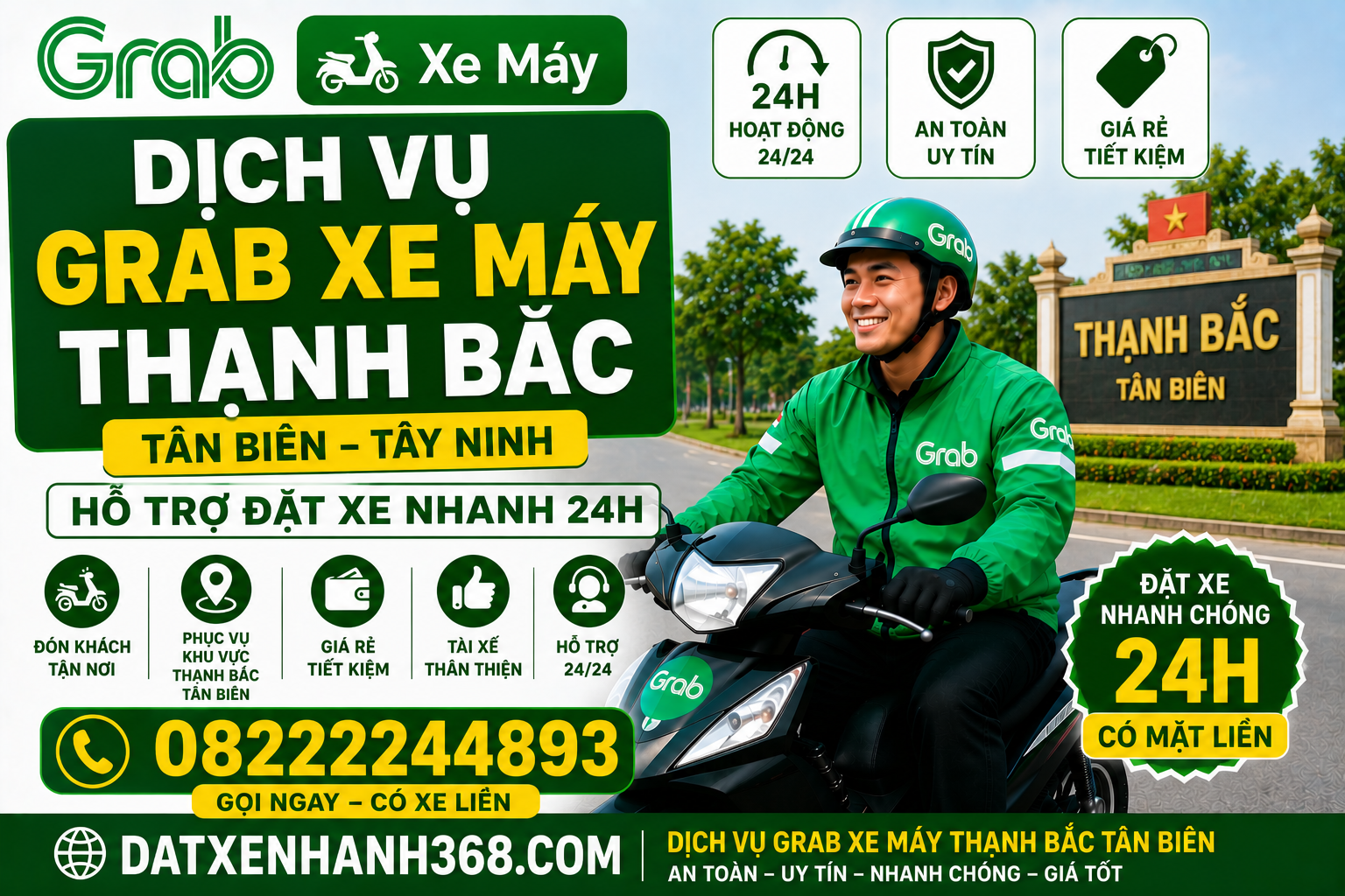 DICH VỤ GRAB XE MÁY THẠNH BẮC TÂN BIÊN- HỖ TRỢ ĐẶT XE NHANH 24H