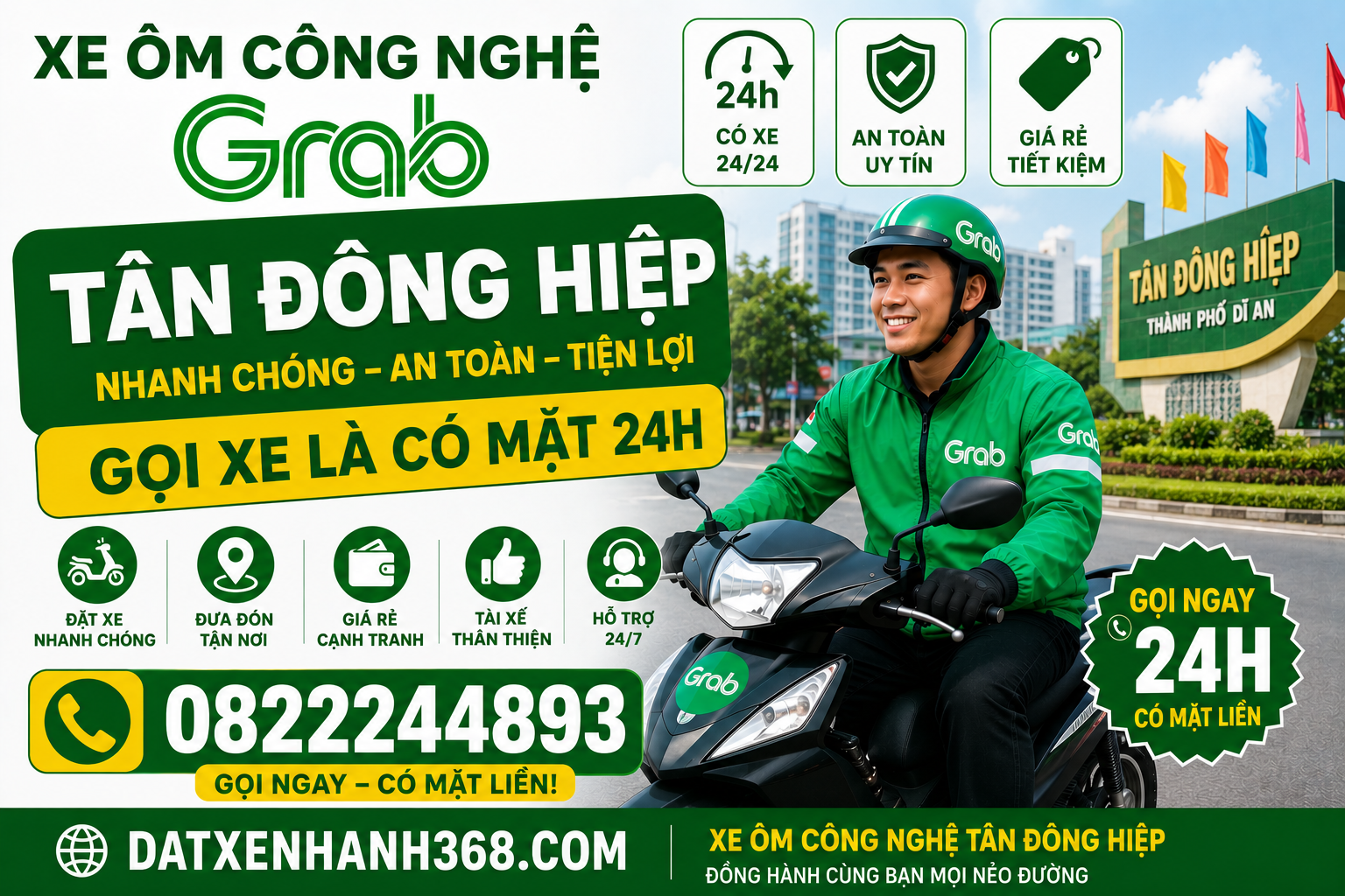 XE ÔM CÔNG NGHỆ TÂN ĐÔNG HIỆP - GỌI XE LÀ CÓ MẶT 24H