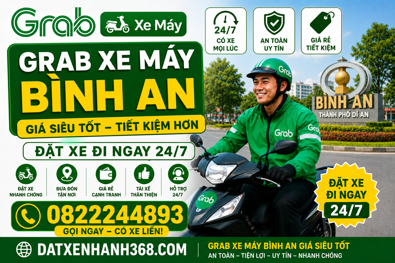 GRAB XE MÁY BÌNH AN GIÁ SIÊU TỐT ☎️ ĐẶT XE ĐI NGAY 24H