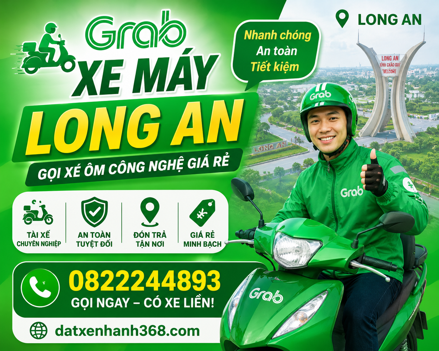 Grab Xe Máy Long An – Gọi Xe Ôm Công Nghệ Giá Rẻ